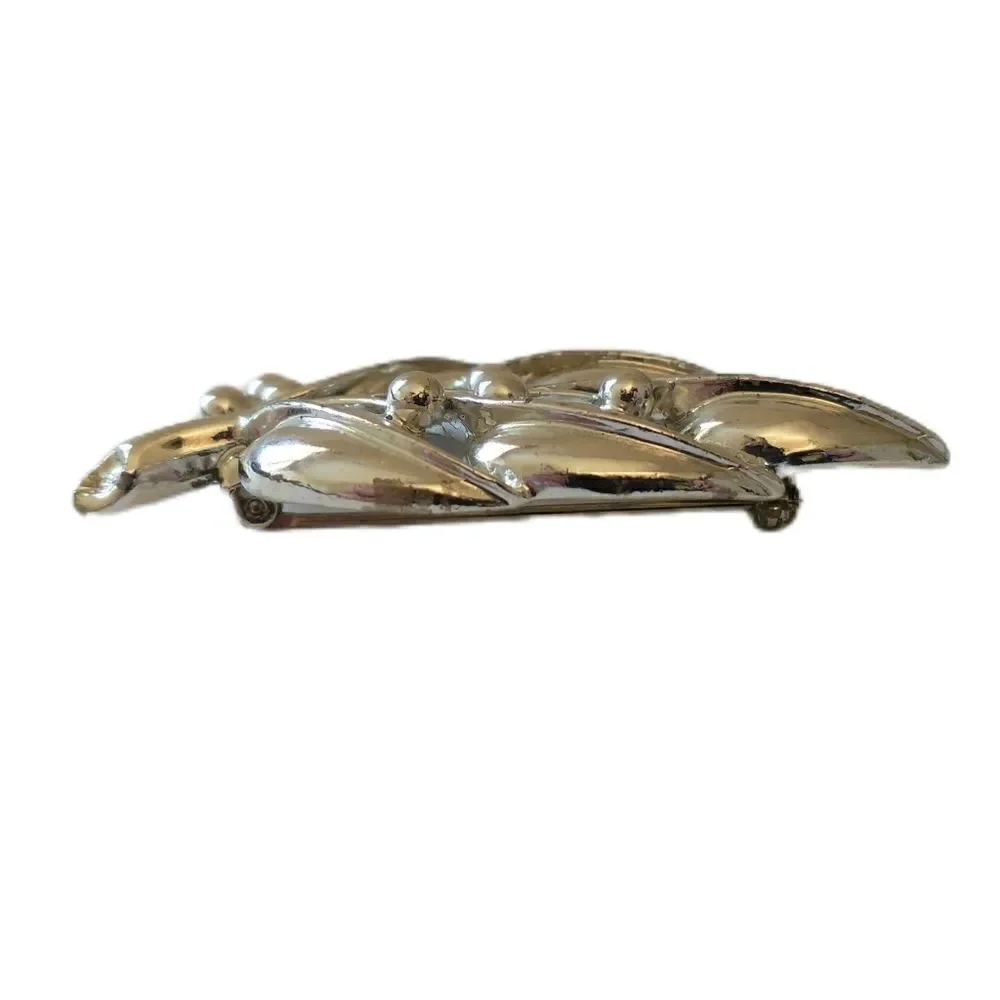 SARAH COVENTRY Berry Leaf Brooch Branch Pin VTG ‎ Silent Spring Silver Tone 1970